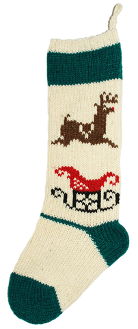 CS Plain band reindeer classic stocking